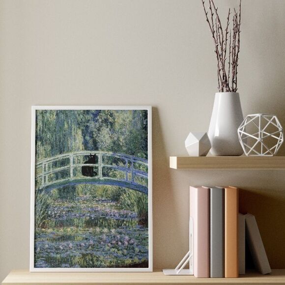 Monet Waterlilies Black Cat Print - Picture 5 of 5